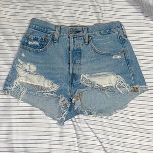 Levi High Waisted Distressed Denim Jean Shorts